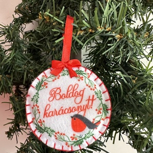Kis madaras karácsonyi filc díszek  - karácsony - karácsonyi lakásdekoráció - karácsonyfadíszek - Meska.hu