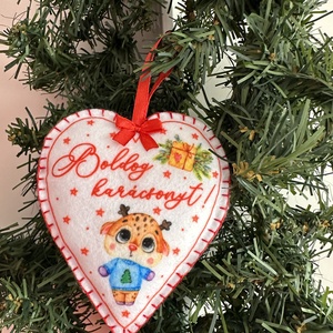 Cuki szarvasos karácsonyi filc díszek - karácsony - karácsonyi lakásdekoráció - karácsonyfadíszek - Meska.hu