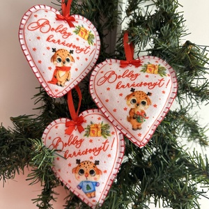 Cuki szarvasos karácsonyi filc díszek, Karácsony, Karácsonyi lakásdekoráció, Karácsonyfadíszek, Varrás, MESKA