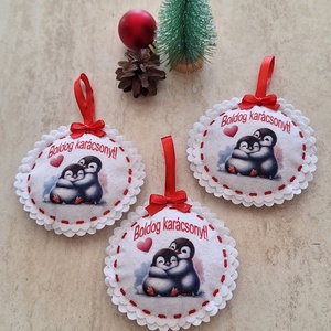 Pingvines karácsonyi filc díszek , Karácsony, Karácsonyi lakásdekoráció, Karácsonyfadíszek, Varrás, MESKA