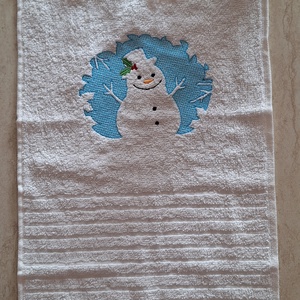 Téli hímzett kéztörlő - Meska.hu