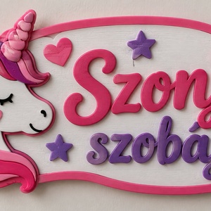 Egyedi névre szóló gyerekszoba ajtótábla � 3D nyomtatott unikornisos névtábla - Meska.hu