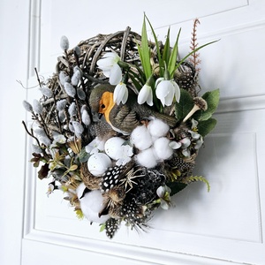 Kis vörösbegy a tavaszt várja - otthon & életmód - dekoráció - ajtó- és ablak dekoráció - ajtódísz & kopogtató - Meska.hu