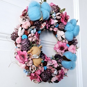 Pocakos őzgida vattacukor felhőkön  - otthon & életmód - dekoráció - ajtó- és ablak dekoráció - ajtódísz & kopogtató - Meska.hu