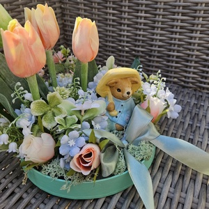 Menta sárga tulipános tavaszváró asztaldísz �� - otthon & életmód - dekoráció - asztal és polc dekoráció - asztaldísz - Meska.hu