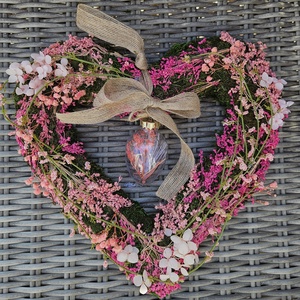 Szív formájú mohakoszorú üvegtojással �� - Meska.hu