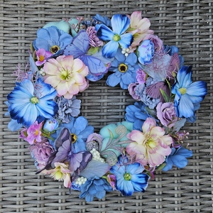 Pillangókert szalmakoszorú, Otthon & Életmód, Dekoráció, Ajtó- és ablak dekoráció, Ajtódísz & Kopogtató, , MESKA