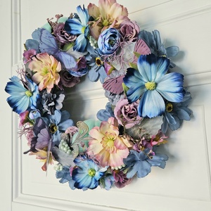 Pillangókert szalmakoszorú - otthon & életmód - dekoráció - ajtó- és ablak dekoráció - ajtódísz & kopogtató - Meska.hu