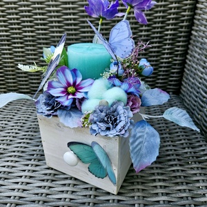 Pillangókert tömbgyertyás asztaldísz ??, Otthon & Életmód, Gyertya, illat, aroma, Gyertya, , MESKA