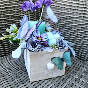 Pillangókert tömbgyertyás asztaldísz  - otthon & életmód - gyertya, illat, aroma - gyertya - Meska.hu