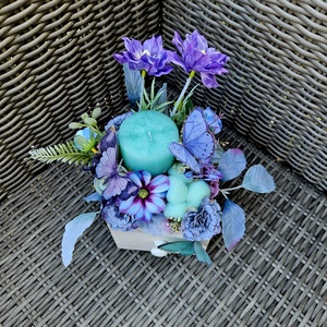 Pillangókert tömbgyertyás asztaldísz  - otthon & életmód - gyertya, illat, aroma - gyertya - Meska.hu