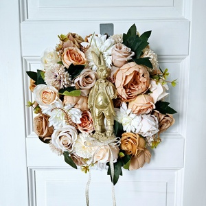 Aranyló nyuszi napszemüvegben délutáni napsütésben ??????, Ünnepi díszek, dekorációk, Húsvéti díszek és dekorációk, Húsvéti ajtódísz, kopogtató, , MESKA