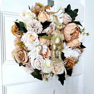 Aranyló nyuszi napszemüvegben délutáni napsütésben ����� - ünnepi díszek, dekorációk - húsvéti díszek és dekorációk - húsvéti ajtódísz, kopogtató - Meska.hu