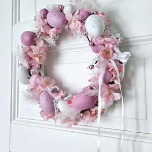 Húsvéti cseresznyefa virágzás �� - ünnepi díszek, dekorációk - húsvéti díszek és dekorációk - húsvéti ajtódísz, kopogtató - Meska.hu