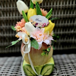 Kerámia tulipán asztaldísz � - otthon & életmód - virágdekoráció - virágdíszek - asztali virágdísz - Meska.hu