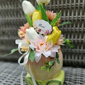 Kerámia tulipán asztaldísz � - otthon & életmód - virágdekoráció - virágdíszek - asztali virágdísz - Meska.hu