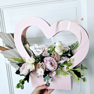 Anyák napi szív formájú virágbox � - otthon & életmód - virágdekoráció - virágok - virágbox - Meska.hu