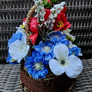 Pipacs és búzavirág kiskosárban  - otthon & életmód - dekoráció - asztal és polc dekoráció - asztaldísz - Meska.hu