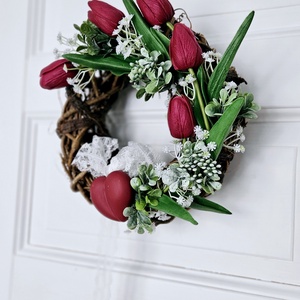 Bíbor tulipánok kopogtató ���� - otthon & életmód - dekoráció - ajtó- és ablak dekoráció - ajtódísz & kopogtató - Meska.hu