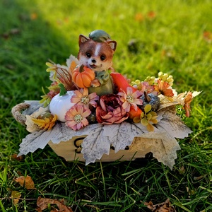 Shiba kiskutyus tököt cipel őszi asztaldísz - Meska.hu