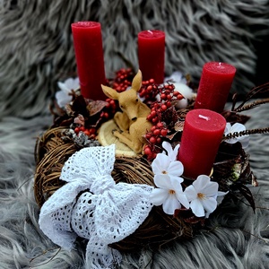 Őzike téli erdőben adventi koszorú  - karácsony - adventi díszek - adventi koszorú - Meska.hu
