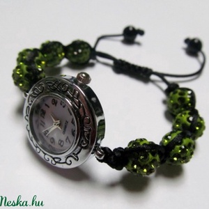 Shamballa gyöngyös karóra (olívazöld) -  - Meska.hu
