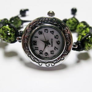 Shamballa gyöngyös karóra (olívazöld) -  - Meska.hu