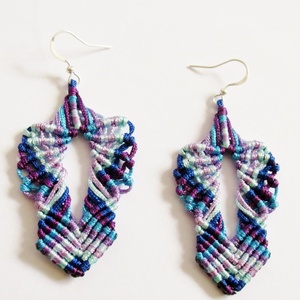 Arwen makramé fülbevaló (Kék-lila) -  - Meska.hu