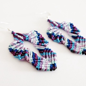 Arwen makramé fülbevaló (Kék-lila) -  - Meska.hu