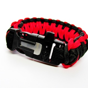 Paracord túlélő karkötő - Piros-fekete -  - Meska.hu