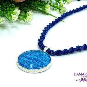 Üveglencsés makramé nyaklánc - tenger - ékszer - nyaklánc - medálos nyaklánc - Meska.hu