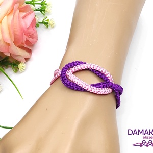 Embrace makramé karkötő - lila-rózsaszín - ékszer - karkötő - karkötő medállal - Meska.hu Embrace makramé karkötő - lila-rózsaszín - ékszer - karkötő - karkötő medállal - Meska.hu