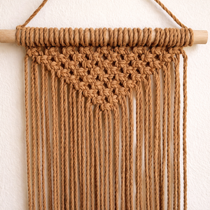 Karamell árnyalatú makramé falidísz - otthon & életmód - dekoráció - fali és függő dekoráció - falra akasztható dekor - Meska.hu
