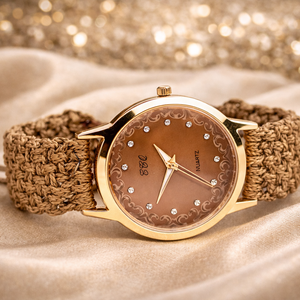 Barna karóra makramé szíjjal - ékszer - karóra és ékszeróra - karóra - Meska.hu