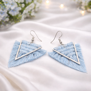 Viviana makramé fülbevaló - Misty ezüstszállal - ékszer - fülbevaló - lógó fülbevaló - Meska.hu