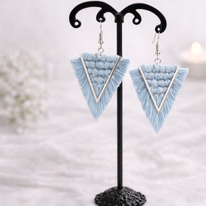 Viviana makramé fülbevaló - Misty ezüstszállal - ékszer - fülbevaló - lógó fülbevaló - Meska.hu