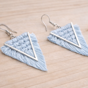 Viviana makramé fülbevaló - Misty ezüstszállal - ékszer - fülbevaló - lógó fülbevaló - Meska.hu