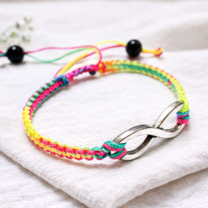 Infinity - szivárvány karkötő végtelen jellel - ékszer - karkötő - fonott karkötő - Meska.hu