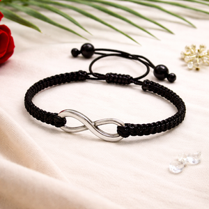 Infinity - fekete karkötő végtelen jellel - ékszer - karkötő - fonott karkötő - Meska.hu