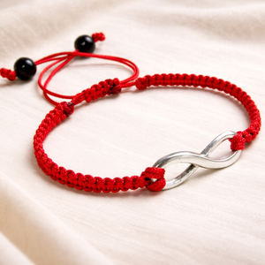 Infinity - piros karkötő végtelen jellel - ékszer - karkötő - fonott karkötő - Meska.hu