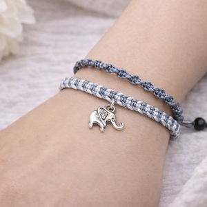 Elefánt dupla soros makramé karkötő - ékszer - karkötő - fonott karkötő - Meska.hu