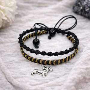 Tacskó dupla soros makramé karkötő - ékszer - karkötő - fonott karkötő - Meska.hu