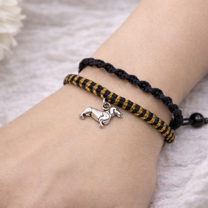 Tacskó dupla soros makramé karkötő - ékszer - karkötő - fonott karkötő - Meska.hu