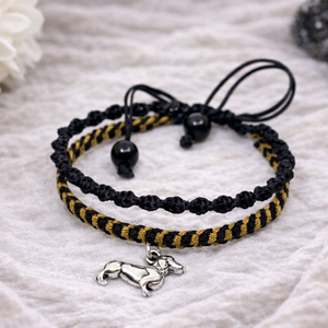 Tacskó dupla soros makramé karkötő, Ékszer, Karkötő, Fonott karkötő, Csomózás, Ékszerkészítés, MESKA