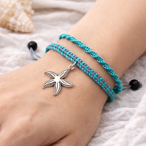 Tengericsillag dupla soros makramé karkötő, Ékszer, Karkötő, Fonott karkötő, Csomózás, Ékszerkészítés, MESKA