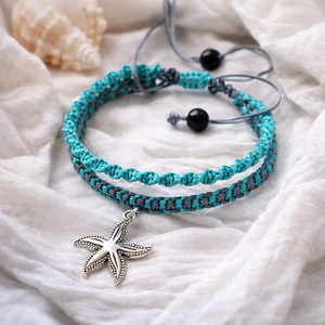 Tengericsillag dupla soros makramé karkötő - ékszer - karkötő - fonott karkötő - Meska.hu