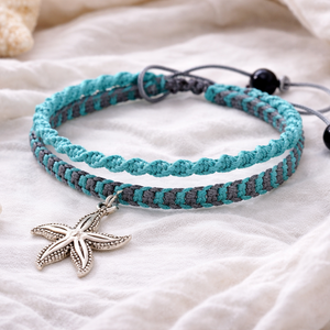 Tengericsillag dupla soros makramé karkötő - ékszer - karkötő - fonott karkötő - Meska.hu