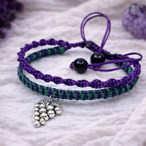 Szőlő dupla soros makramé karkötő, Ékszer, Karkötő, Fonott karkötő, Csomózás, Ékszerkészítés, MESKA