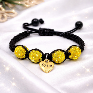 Golden Love - sárga shamballa karkötő - Meska.hu