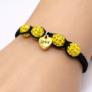 Golden Love - sárga shamballa karkötő - ékszer - karkötő - fonott karkötő - Meska.hu